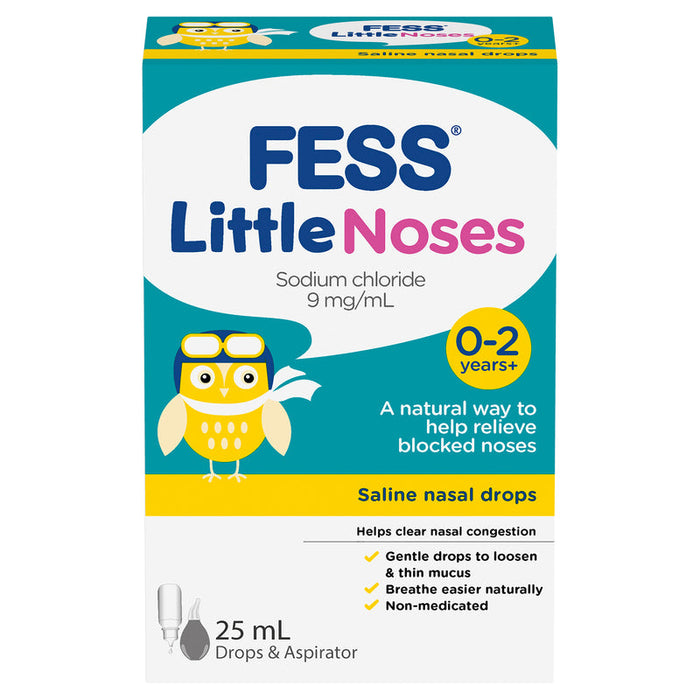 FESS Little Noses Saline Drops 25ml And Nasal Aspirator