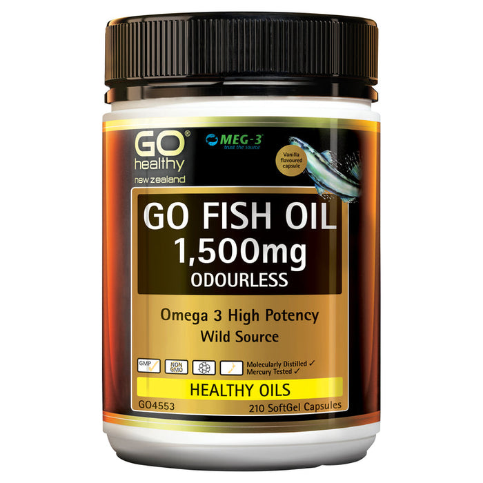 GO Healthy GO Fish Oil 1500mg ODOURLESS Capsules 210