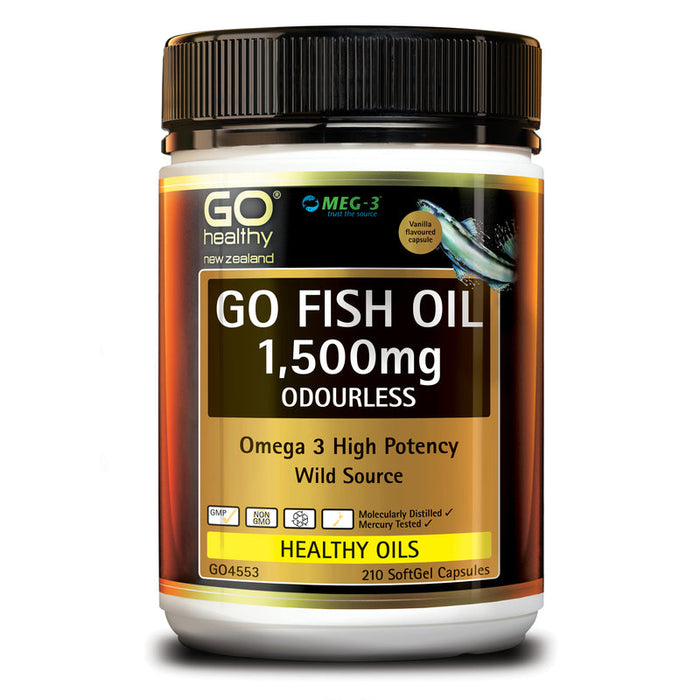 GO Healthy GO Fish Oil 1500mg ODOURLESS Capsules 210