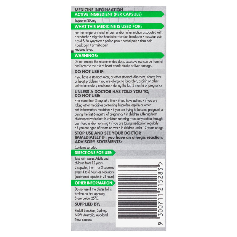 Nurofen Zavance Liquid Capsules 40