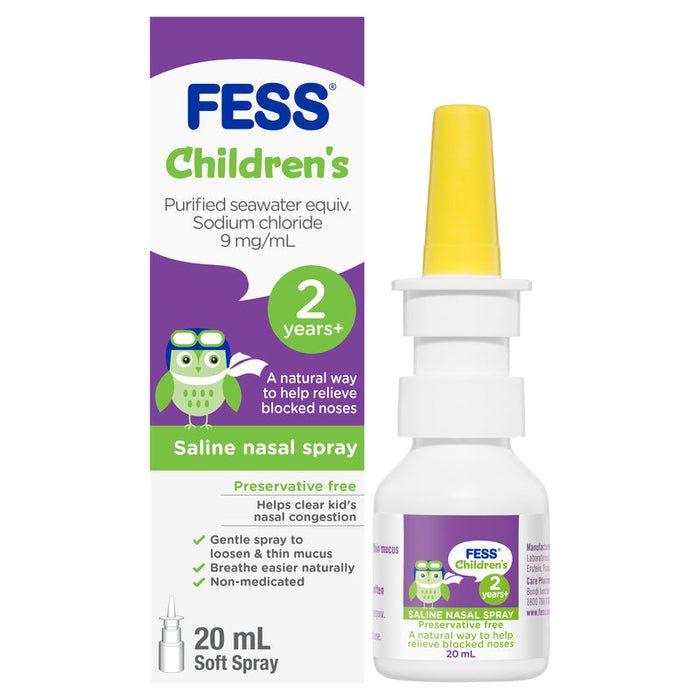 FESS Childrens Saline Nasal Spray for Kids 20ml - 2 to 10 Years