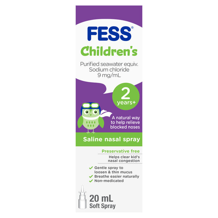 FESS Childrens Saline Nasal Spray for Kids 20ml - 2 to 10 Years