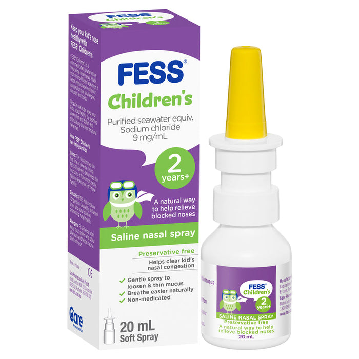 FESS Childrens Saline Nasal Spray for Kids 20ml - 2 to 10 Years