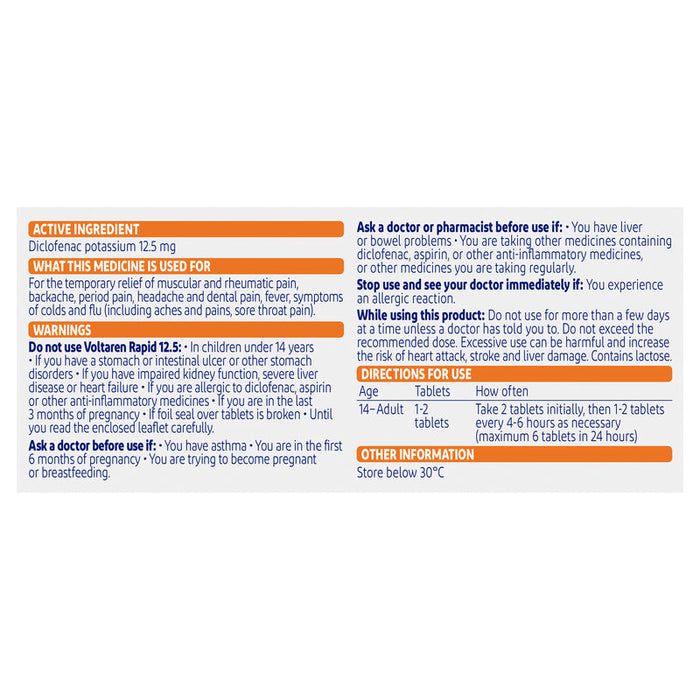 Voltaren Rapid 12.5mg Tablets 30