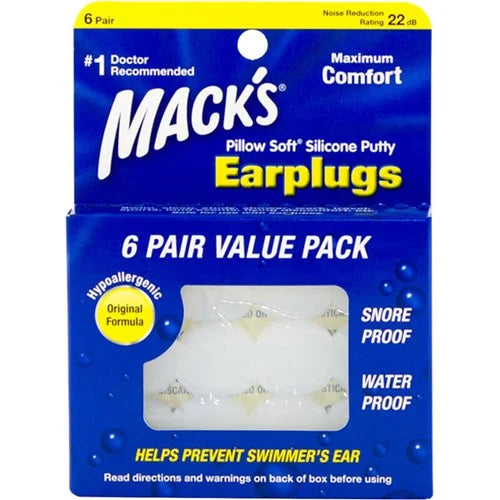 MACKS Pillow Soft - Silicone Ear Plugs - 6 Pairs
