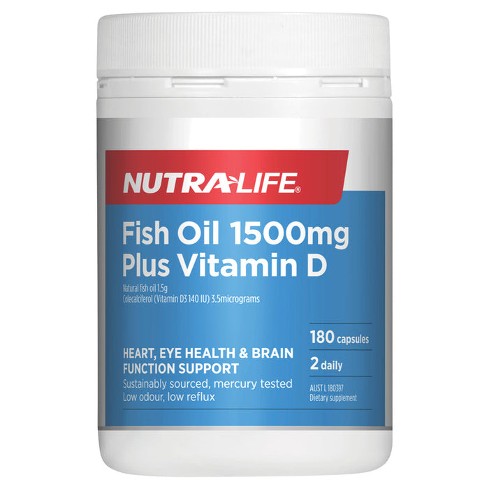 Nutralife Fish Oil 1500mg plus Vitamin D Capsules 180