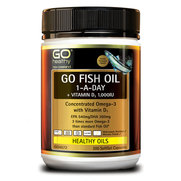 GO Healthy GO Fish Oil 1-A-Day + Vitamin D3 1,000IU Capsules 200