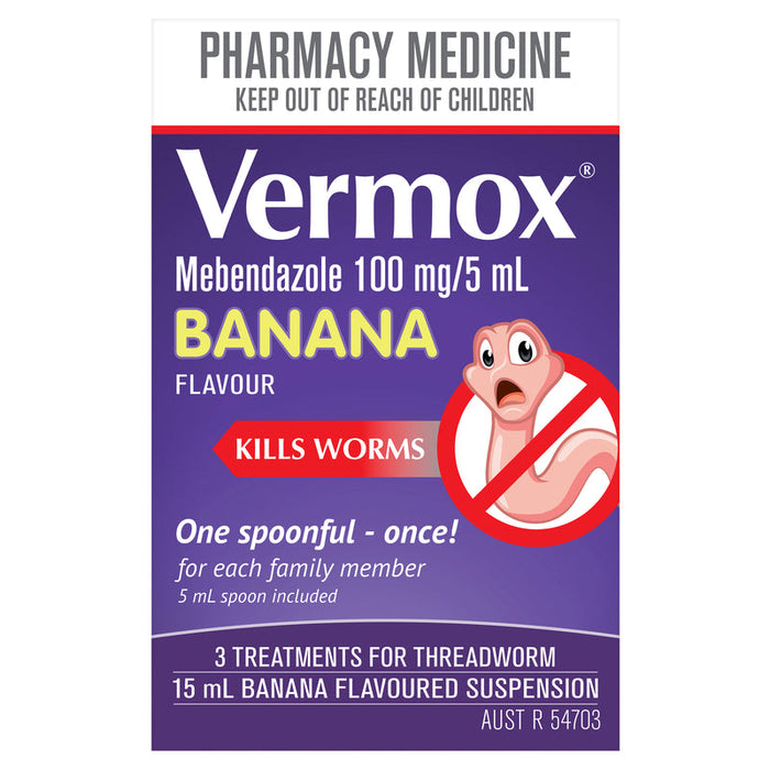 Vermox Suspension 15ml - Banana Flavoured