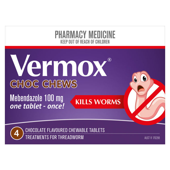 Vermox Choc Chew Tablets 4 - Chocolate Flavoured