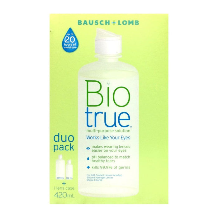 Bausch & Lomb Biotrue Multi-Purpose Solution Duo Pack 420ml (300ml + 120ml + lens cases)