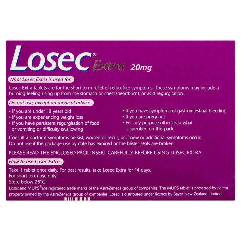 Losec Extra 20mg Tablets 28