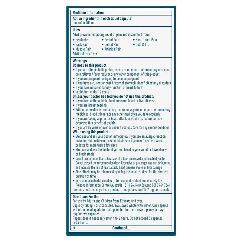 Advil Liquid Capsules 20