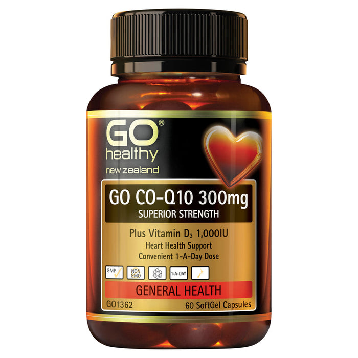 GO Healthy GO Co-Q10 300mg Plus Vitamin D3 Capsules 60