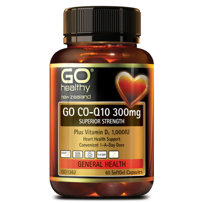 GO Healthy GO Co-Q10 300mg Plus Vitamin D3 Capsules 60