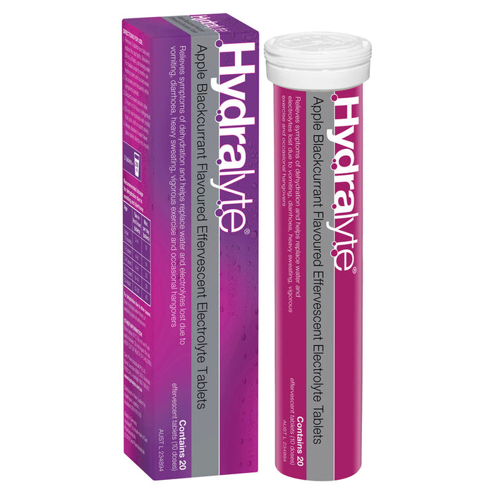 Hydralyte Effervescent Electrolyte Apple & Blackcurrant Tablets 20