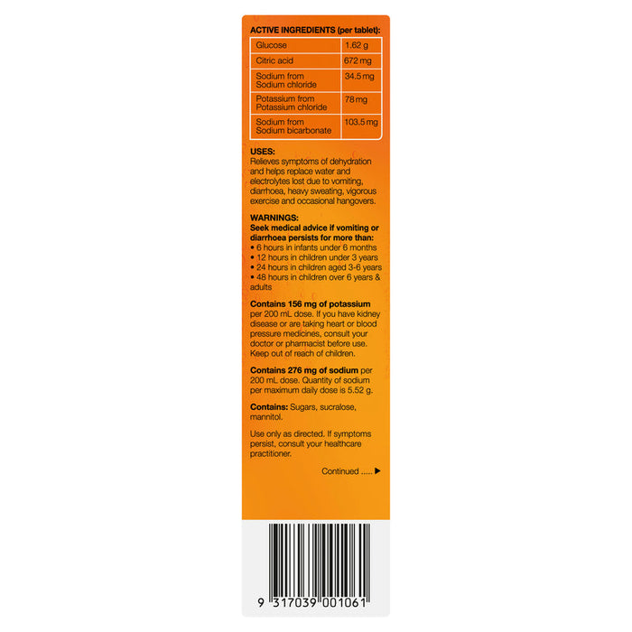 Hydralyte Effervescent Electrolyte Orange Tablets 20