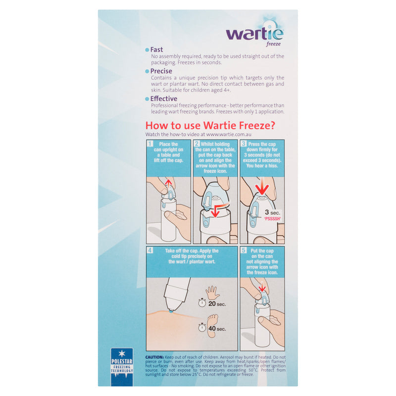 Wartie Freeze Wart & Plantar Wart Remover Cryotherapy Aerosol Spray 50mL