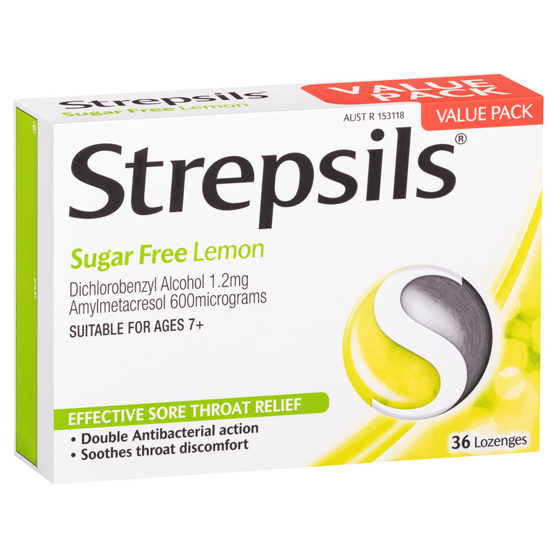 Strepsils Sugar Free Lemon Sore Throat Lozenges 36