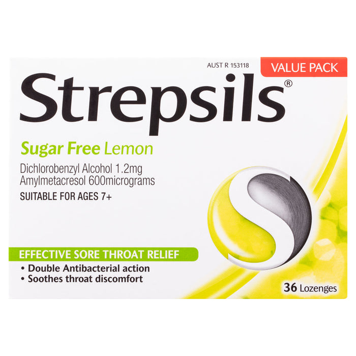 Strepsils Sugar Free Lemon Sore Throat Lozenges 36