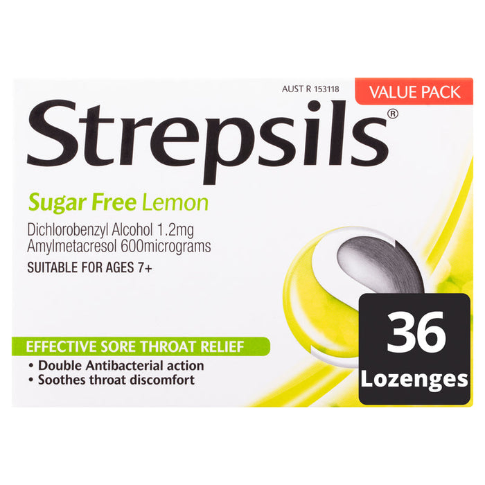 Strepsils Sugar Free Lemon Sore Throat Lozenges 36