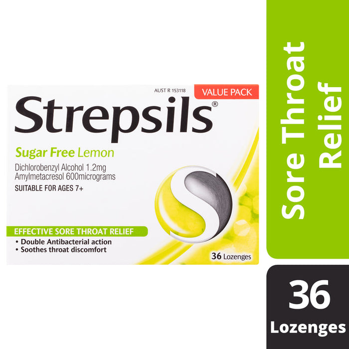 Strepsils Sugar Free Lemon Sore Throat Lozenges 36