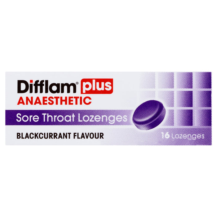 Difflam PLUS ANAESTHETIC + Antibacterial + Anti-Inflammatory Lozenges 16 - Blackcurrant