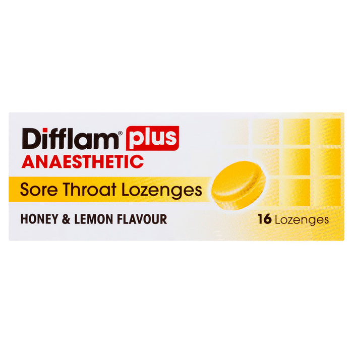 Difflam PLUS ANAESTHETIC Sore Throat Lozenges - Honey & Lemon 16