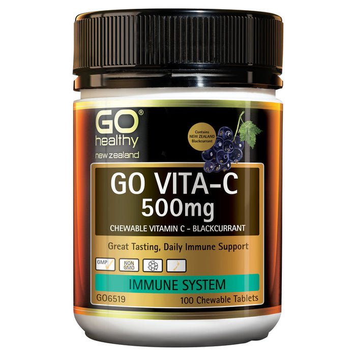 GO Healthy GO Vita-C 500mg Blackcurrant Chewable Tablets 100