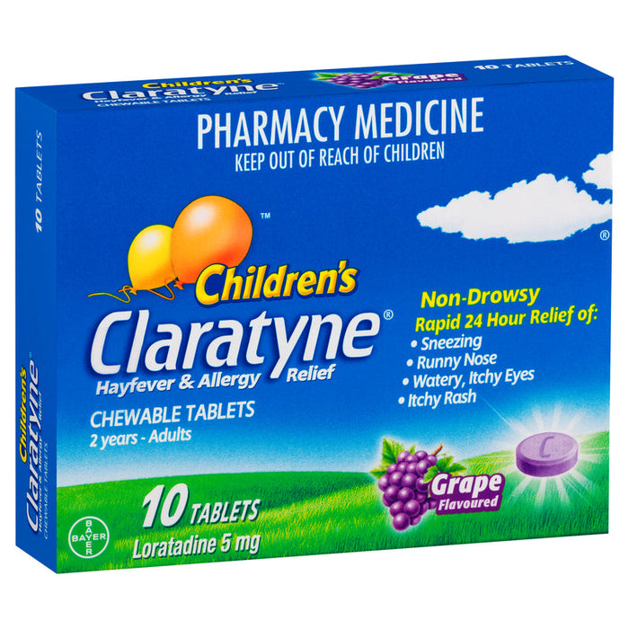 Claratyne Childrens 5mg Chewable Tablets 10 - Grape