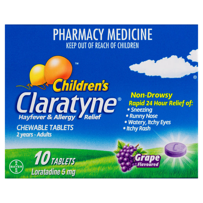 Claratyne Childrens 5mg Chewable Tablets 10 - Grape