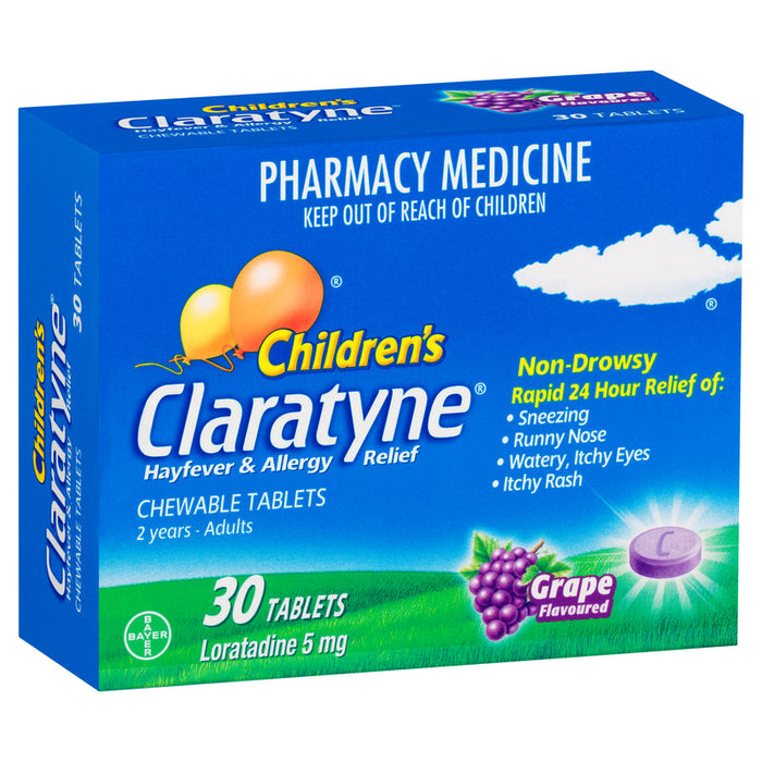 Claratyne Childrens 5mg Chewable Tablets 30 - Grape