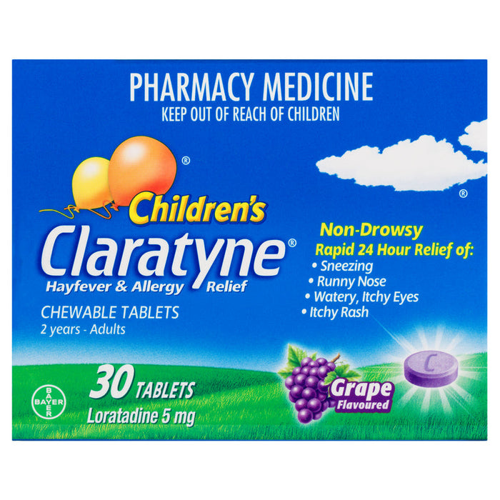 Claratyne Childrens 5mg Chewable Tablets 30 - Grape