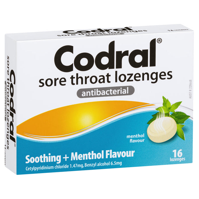 Codral Sore Throat Lozenges Antibacterial 16 - Soothing + Menthol