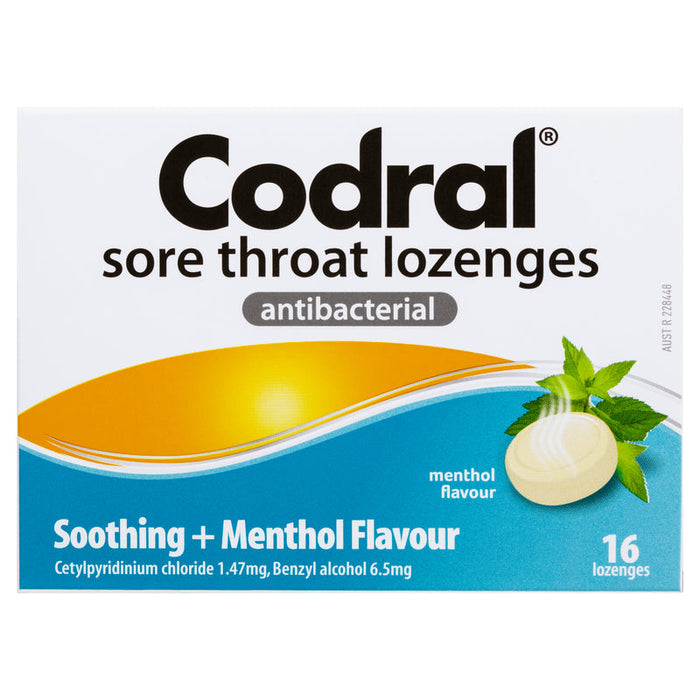 Codral Sore Throat Lozenges Antibacterial 16 - Soothing + Menthol