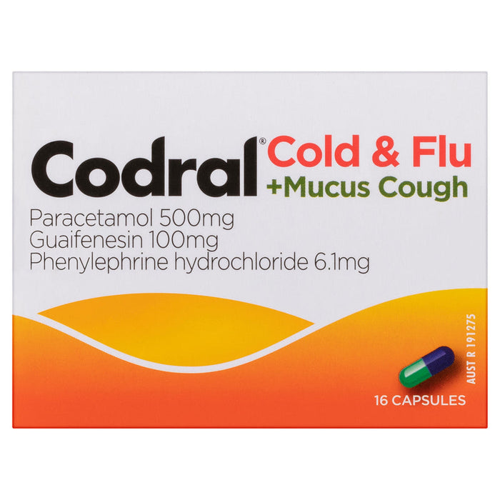 Codral Cold & Flu + Mucus Cough Capsules 16