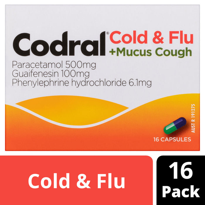 Codral Cold & Flu + Mucus Cough Capsules 16