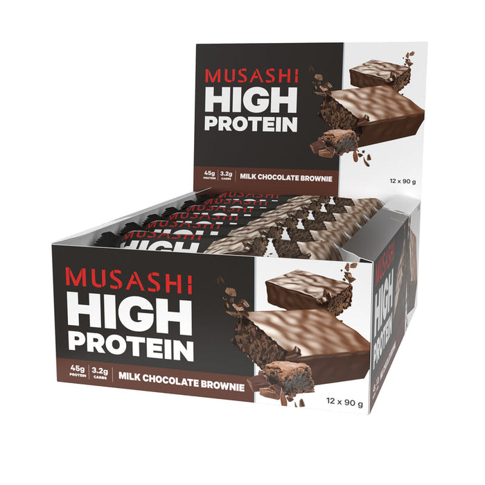 Musashi High Protein Bars 12 x 90g - Milk Choc Brownie