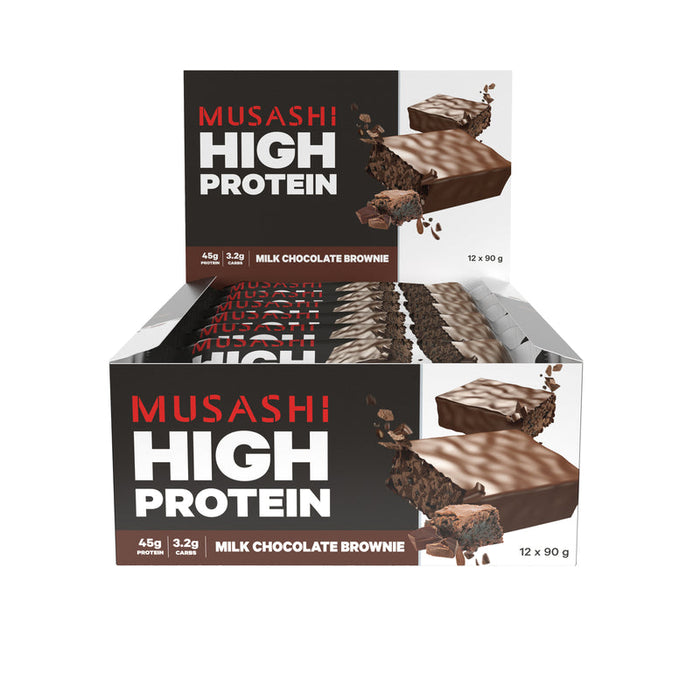 Musashi High Protein Bars 12 x 90g - Milk Choc Brownie