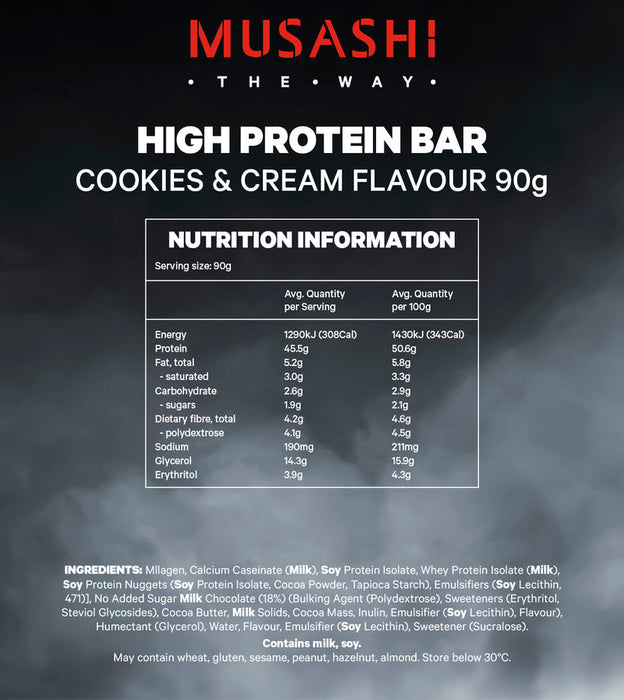 Musashi High Protein Bars 12 x 90g - Cookies & Cream