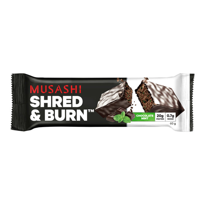 Musashi Shred & Burn Protein Bars 12 x 60g - Chocolate Mint