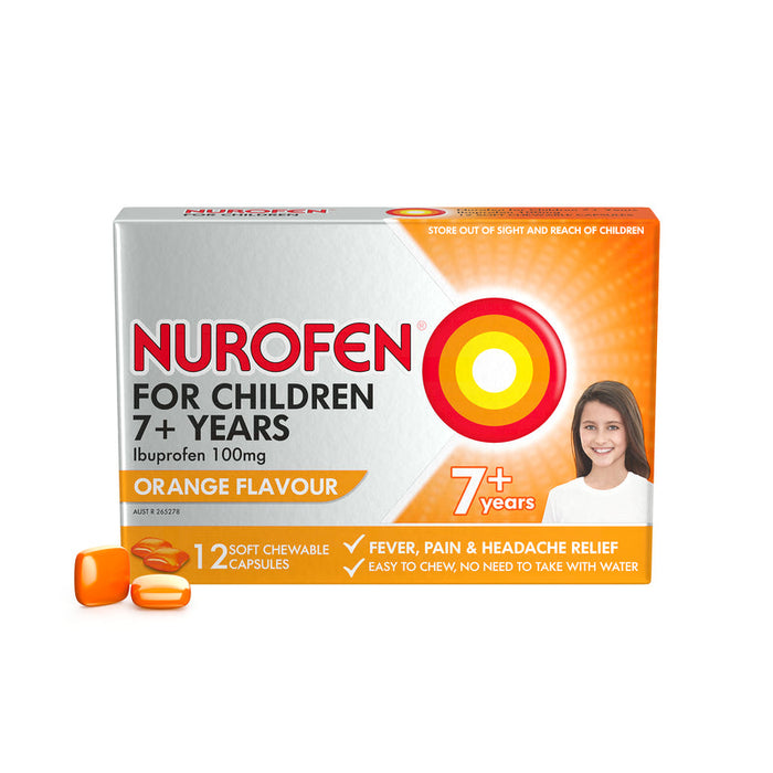 Nurofen For Children 7+ Chewable Capsules 12 - Orange Flavour