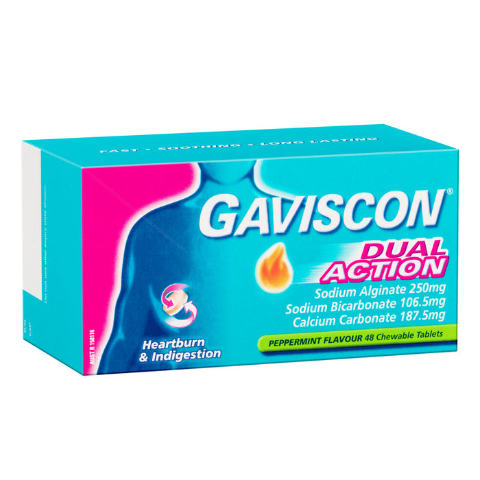 Gaviscon DUAL ACTION Chewable Tablets 48 - Peppermint