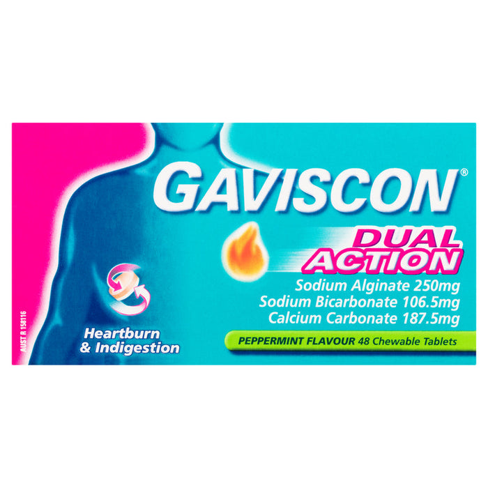 Gaviscon DUAL ACTION Chewable Tablets 48 - Peppermint