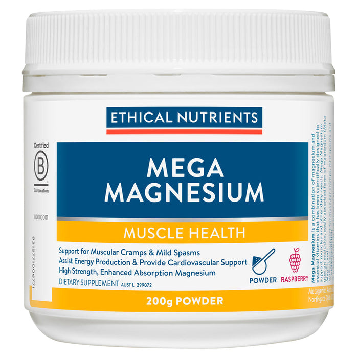 Ethical Nutrients Mega Magnesium Powder 200g - Raspberry