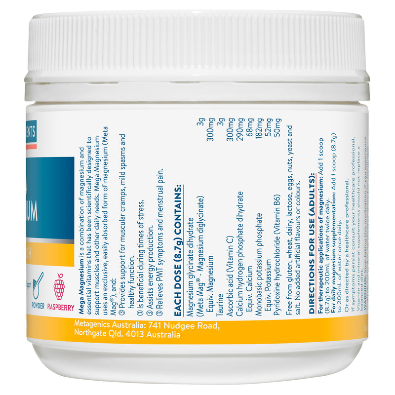 Ethical Nutrients Mega Magnesium Powder 200g - Raspberry