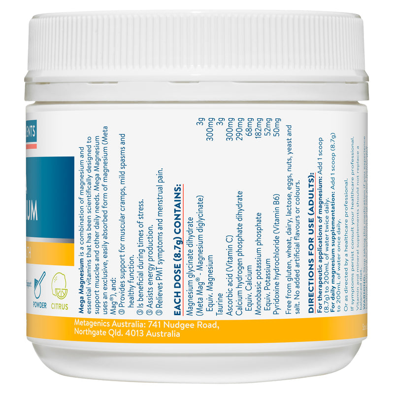 Ethical Nutrients Mega Magnesium Powder 200g - Citrus