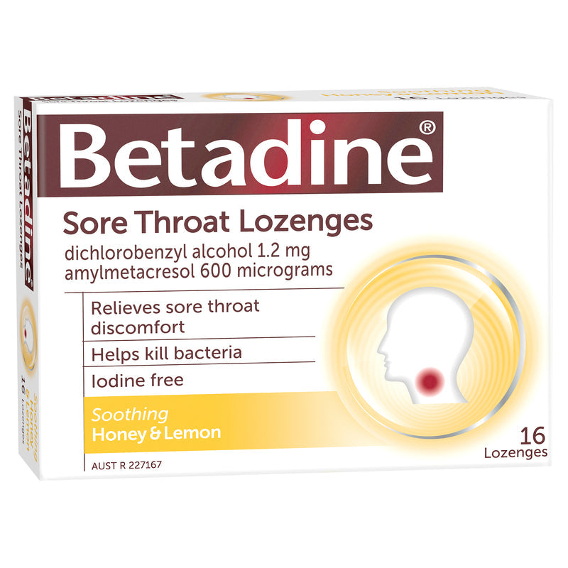 BETADINE Sore Throat Lozenges Honey & Lemon 16s