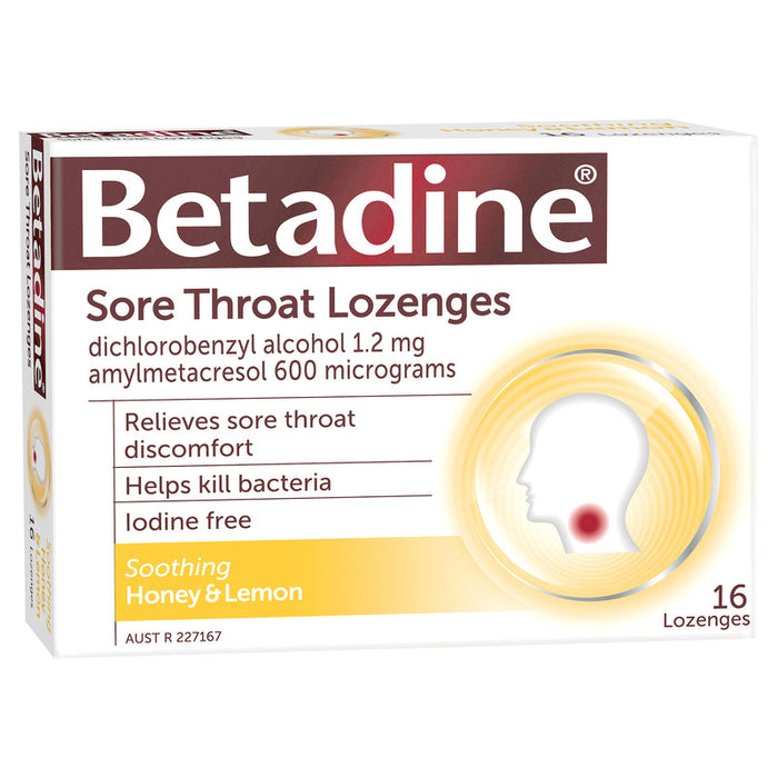 BETADINE Sore Throat Lozenges Honey & Lemon 16s