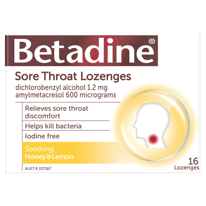 BETADINE Sore Throat Lozenges Honey & Lemon 16s