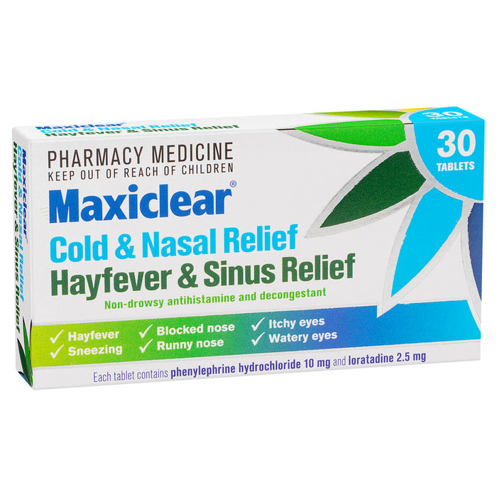 Maxiclear Cold & Nasal Relief Hayfever & Sinus Relief Tablets 30